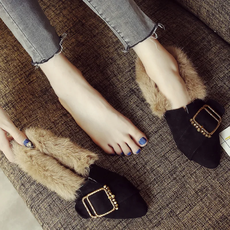 

Shoes Woman Flats Women 2019 Fashion Women's Casual Female Sneakers Pointed Toe Loafers Fur Autumn Dress New Modis Fall