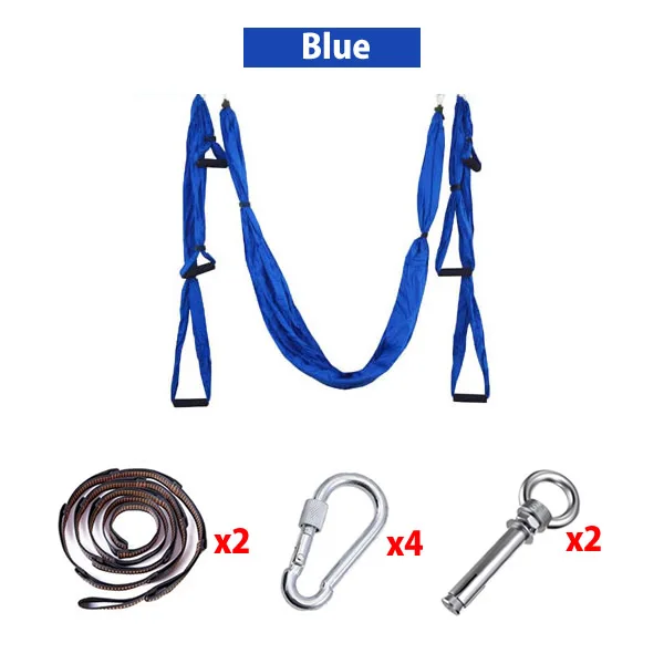 Blue Полный набор 6 ручек антигравитационный подвесной гамак для йоги Йога-гамак трапеции Йога инверсия упражнения устройство домашний тренажерный зал подвесной ремень - Цвет: Blue