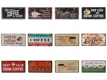 

Keep Calm Drink Coffee And Friends I Love Coffee Shabby Metal Tin Signs Plaque Iron Painting Wall Decor Board Retro Pub Funny