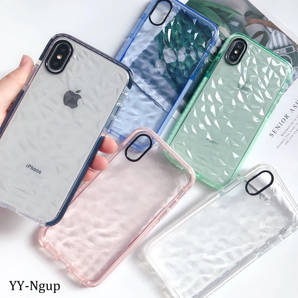 Прозрачный чехол для iPhone 7 XR Алмазный противоударный мягкий Fundas 5 5S X XS Max 6 6S 8 Plus