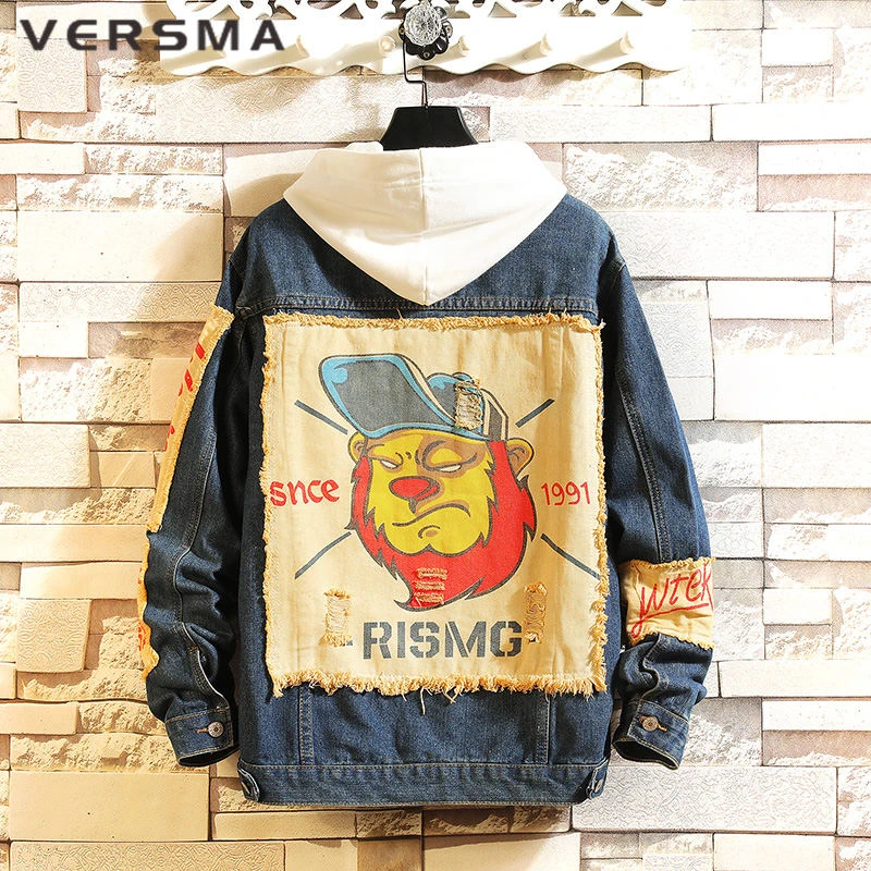 oversized printed denim jacket