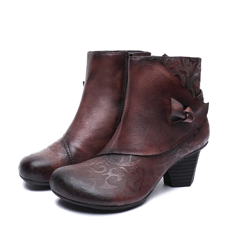 

2019 Winter VIntage Original Women's Boots Rough Printround-headed Ankle Snow Boots