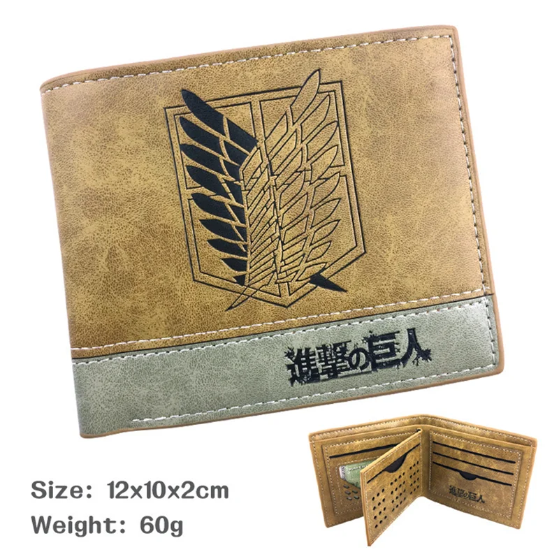 

Attack on Titan Vitage Men Wallets Leather Wallet Money Bag Credit Card Case Wallet Clutch Purse for Boy Use Short Wallets