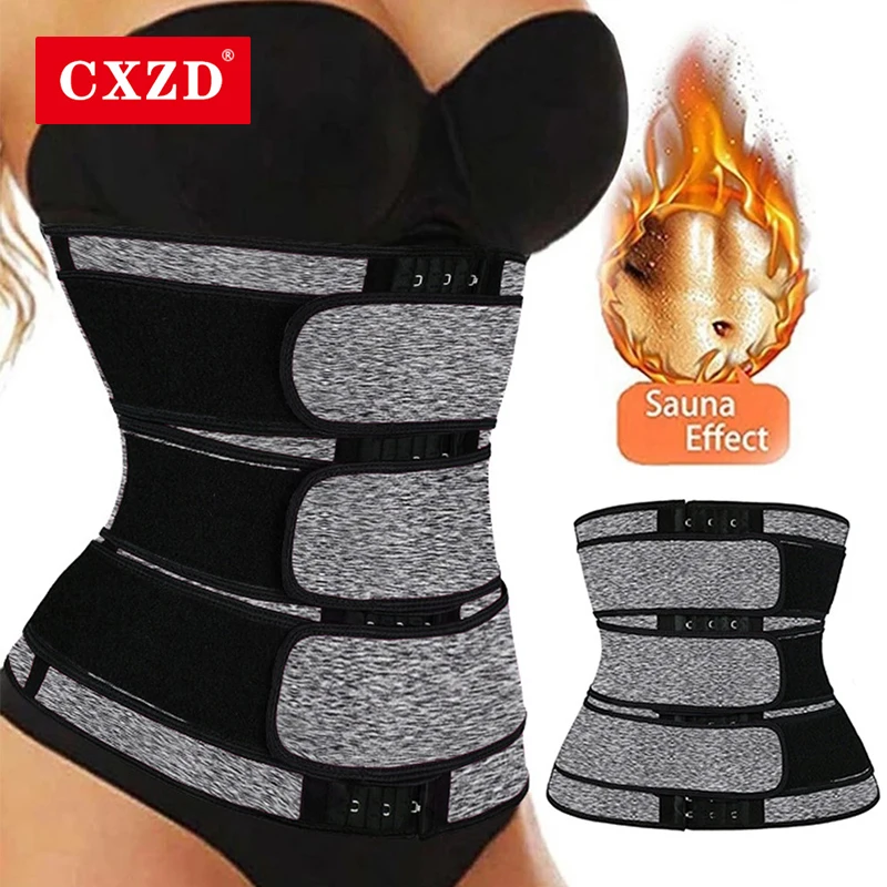 CXZD Neoprene Sauna Waist Trainer Corset Sweat Belts for Women hree row