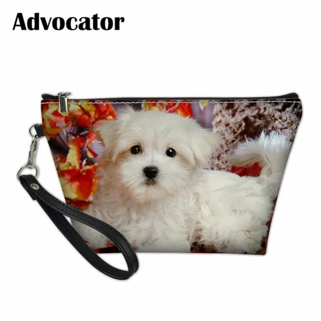 

ADVOCATOR Maltese Dog Pattern PU Women Makeup Bags Cosmetic Cases Toiletry Bag Travel Organizer Neceser Mujer Cosmetiquero Mujer