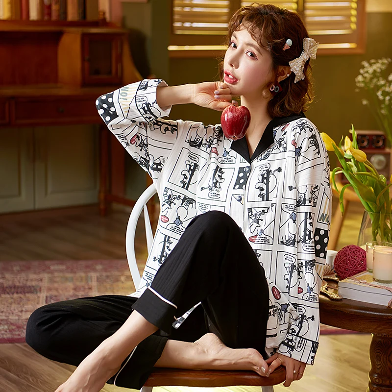 

Cartoon Animal Women's Pajamas Lounge Wear Loose pijamas Cotton Nightwear Gilr's Home Clothes Winter Autumn Sleepwear Casual