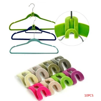 

10Pcs/Lot Mini Flocking Clothes Hanger Easy Hook Closet Organizer Clothes Hanger Color Random
