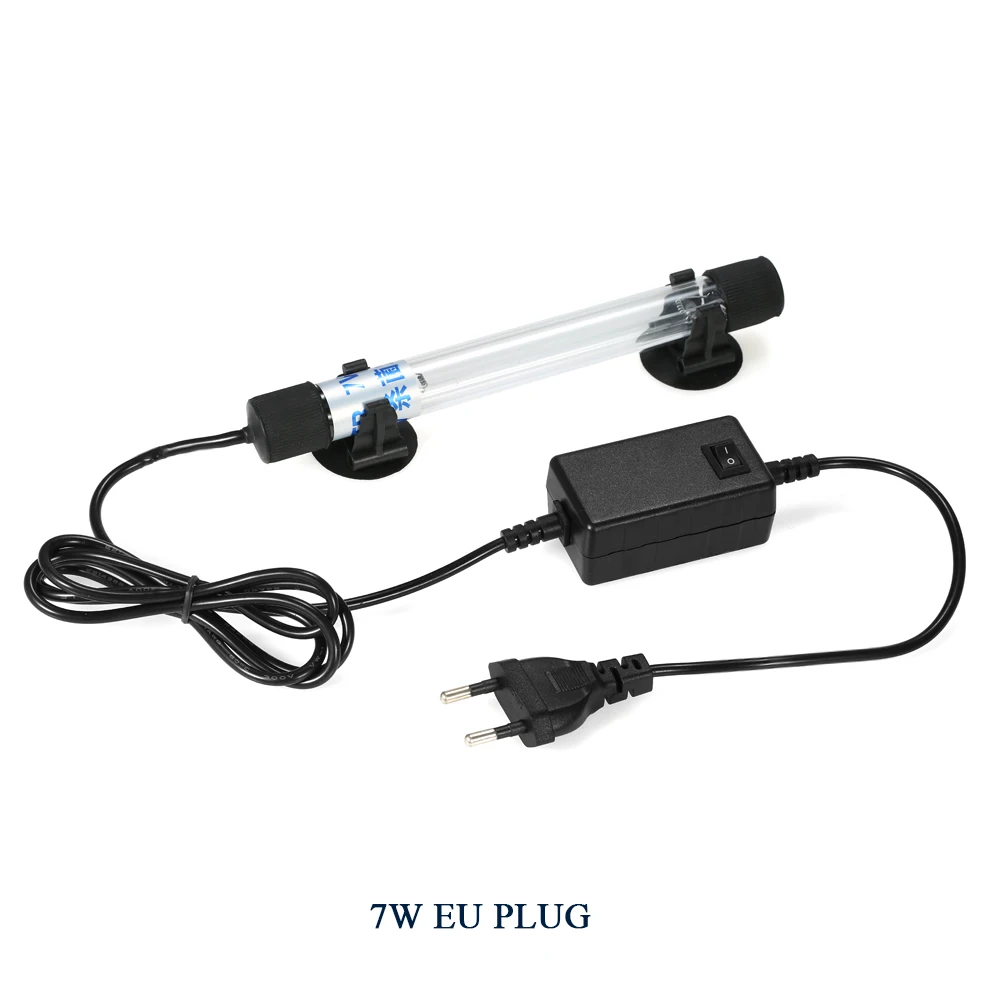 7W EU Plug 13 Вт УФ-лампа для стерилизации аквариума, погружной ультрафиолетовый стерилизатор, аквариумный аквариум, пруд, AC220-240V - Цвет: 7W EU Plug