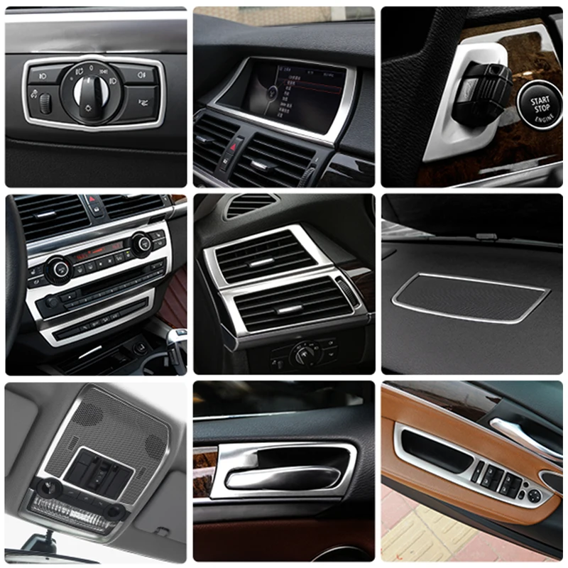 

Для BMW X5 X6 E70 e71автомобильный Стайлинг внутренние кнопки панель рамка декоративная крышка отделка Автомобильная наклейка из нержавеющей стали автомобильные аксессуары