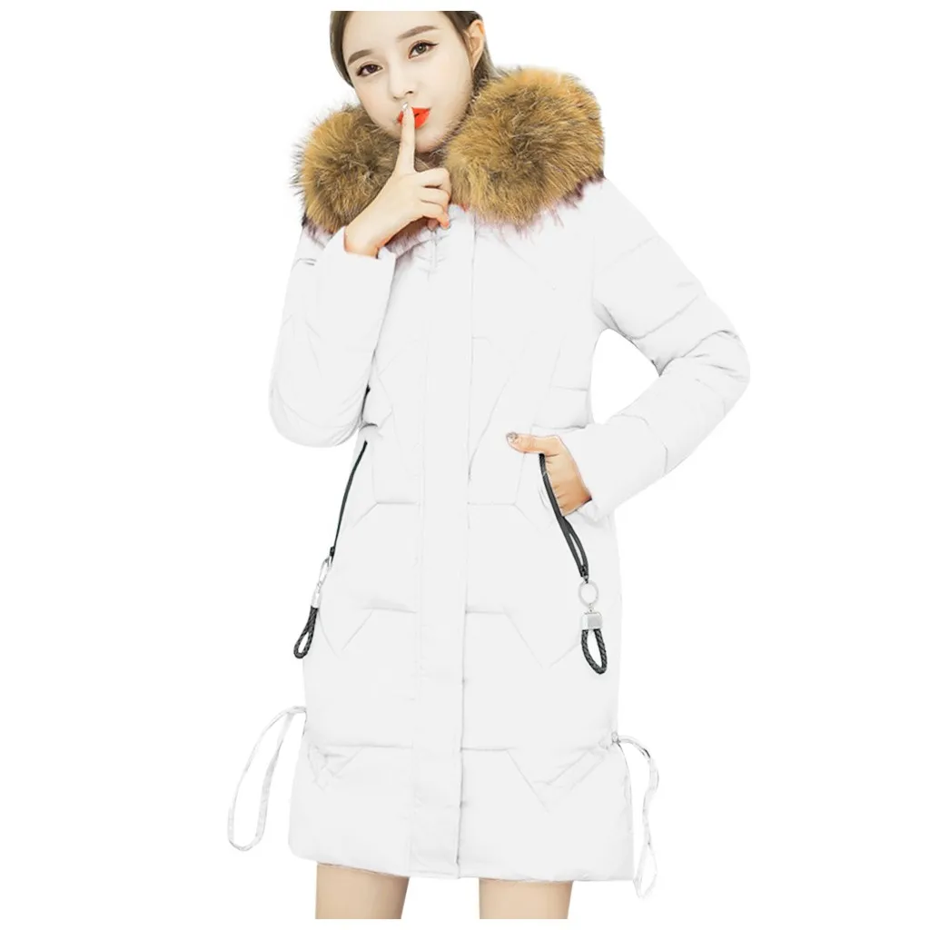 Abrigos mujer invierno, модная женская зимняя теплая хлопковая зимняя куртка с капюшоном, пальто с длинными рукавами, зимняя куртка для женщин, chaqueta - Цвет: White