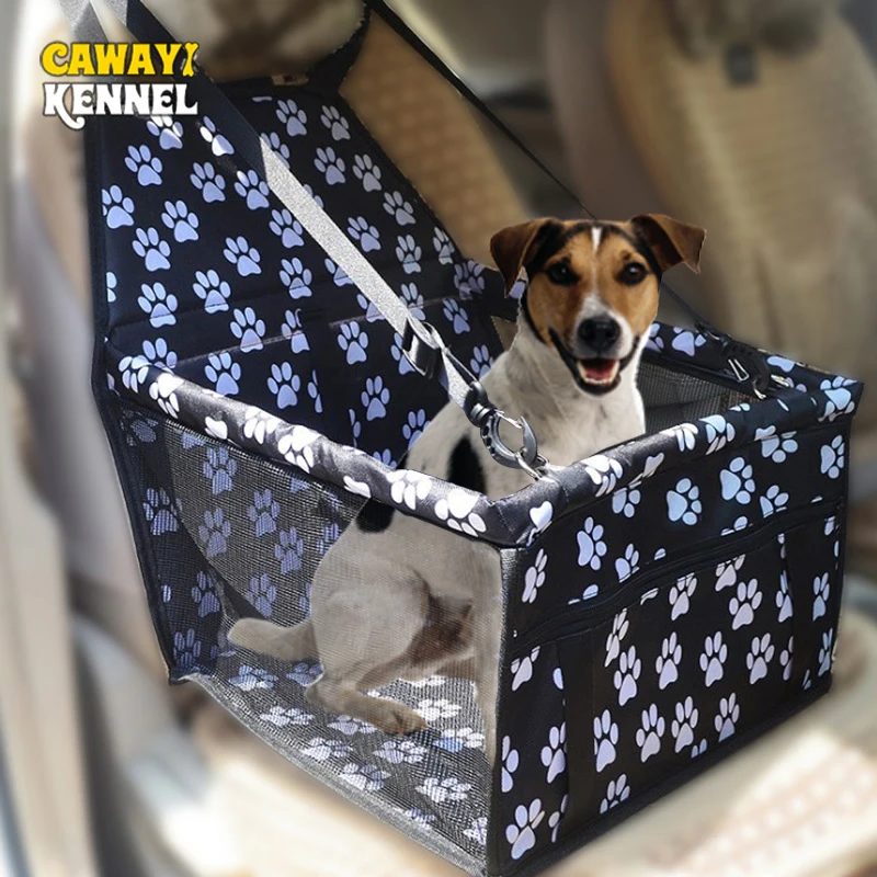 Baratos CAWAYI Kennel impresión resistente al agua refuerzo transpirable asiento de coche para mascotas protección de perro gato transporte portátil plegable
