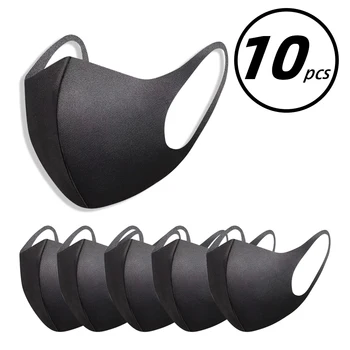

10/50pcs Black Face Mask Mouth Mask Reusable Masks Washable Mascarillas Face Shield Facial Masks Cotton Face Mask for Adult