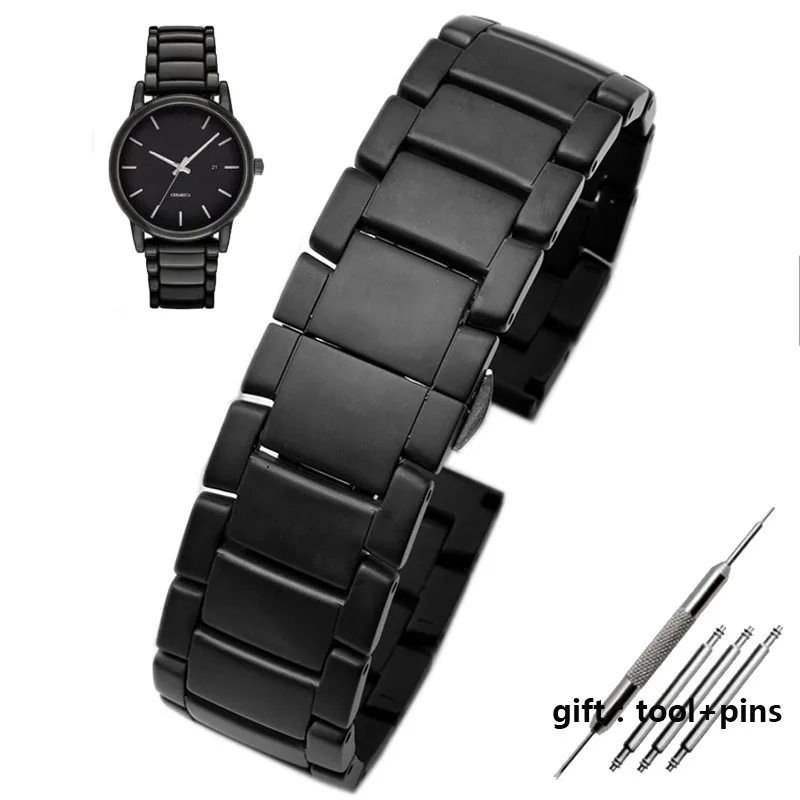 For Armani AR1507 AR1508 AR1508 Ceramic watchband Samsung Galaxy watch S3 S2 gear 46mm strap Quick release bracelet black 22mm