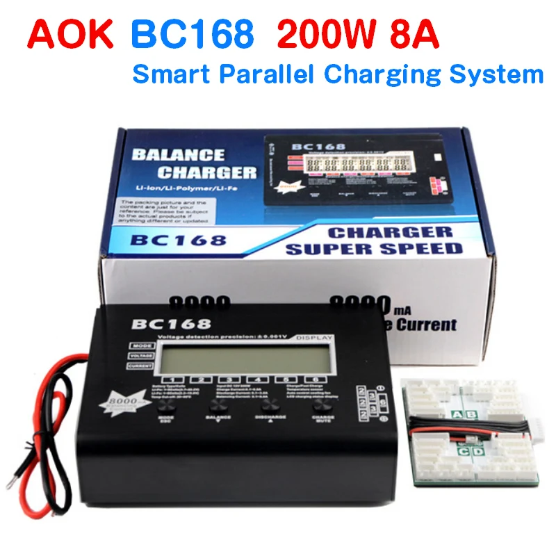 

AOK BC168 1-6S 8A 200W Super Speed LCD Intellective Balance Charger/Discharger for Lipo Li-ion LiFe Battery