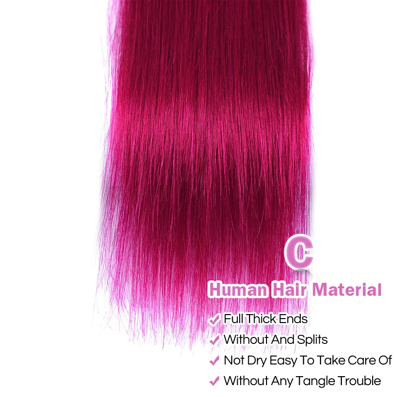 Discount Pre-Colored Ombre 99J Burgundy Bundles Straight Hair Bundles Brazilian 100% Human Hair Bundles Remyblue Remy Hair Weave Bundles 5