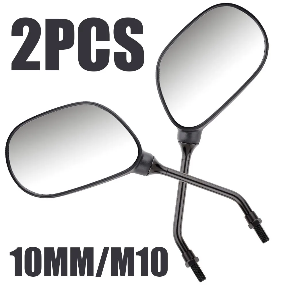 For Side Mirrors Accessories 2pcs Black Classic Motorcycle Rear View Side Mirror M10/10MM Thread Clockwise Mayitr