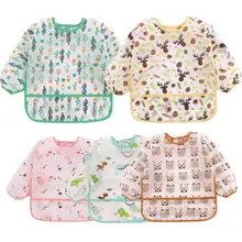 Детские Мультяшные нагрудники с принтом; одежда с длинными рукавами; водонепроницаемые нагрудники для детей; детское полотенце-слюнявчик для кормления; аксессуары для малышей
