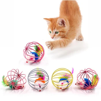 

1pc Cat Toy Stick Feather Wand With Bell Mouse Cage Toys Plastic Artificial Colorful Cat Teaser Toy Pet Supplies Random Color