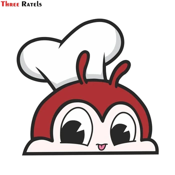 Three Ratels FC35 3D Cute JOLLIBEE Peeking Anime Car Sticker Vinyl PVC Decal for Kids Room Wall Laptop Kitchen Waredrobe