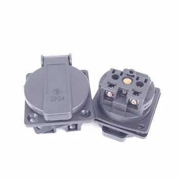 

Waterproof IP54 250v 16A Germany PDU UPS eu power desktop outlet connector Embedded electrical Panel Receptacle AC socket plug