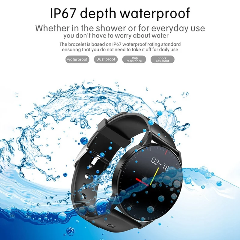 FULL-QS09 Smart Watch IP67 Waterproof Heart Rate Sleep Monitoring Fitness Tracker Music Control Sports HD Full Press Screen