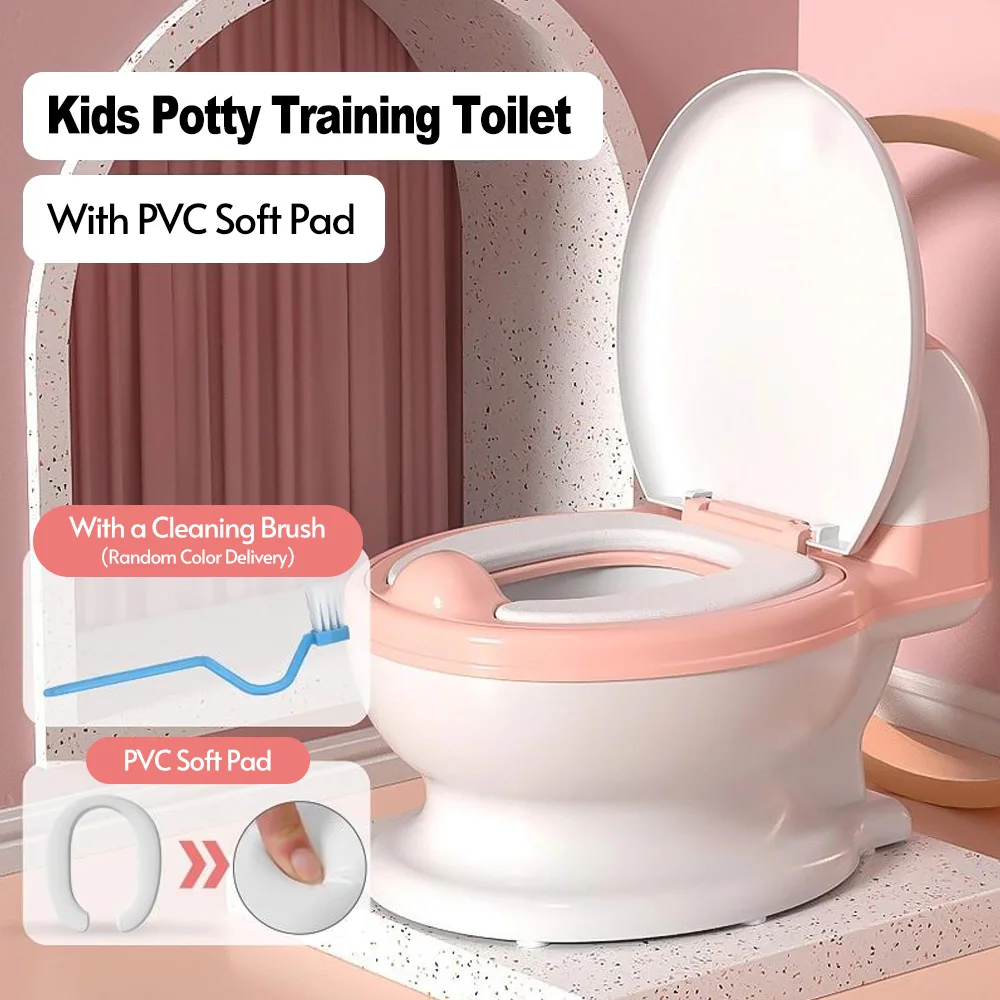 Baby Potty Training Toilet With Soft Pvc Pad Flushable Wipes Holder