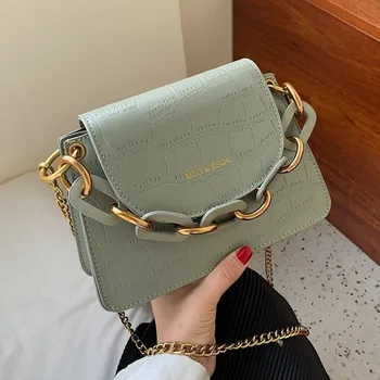 

Elegant Female Mini Tote bag 2020 New Quality Leather Women's Designer Handbag Crocodile pattern Chain Shoulder Messenger Bag