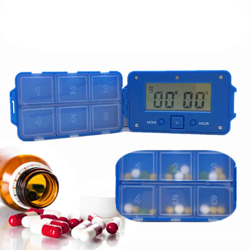 

6 Grids Pill Box Medicine Storage Box LED Timer Reminder Alarm Clock Portable Pill Case Organizer Daily Pill Dispenser Splitters