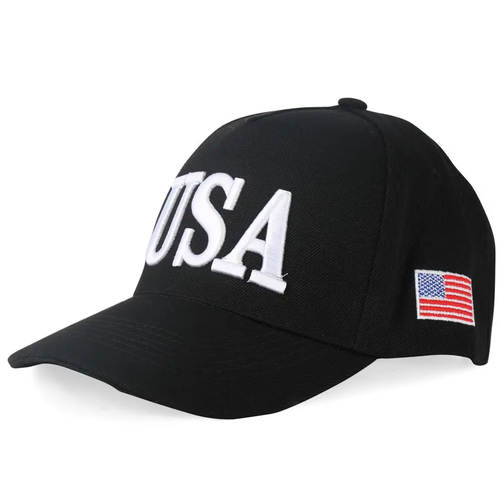 

USA Letter Embroidery Baseball Cap American Flags Black Women Men Casquett Snapback Suncap Hip-pop Cap Adjustable Outdoor Sports
