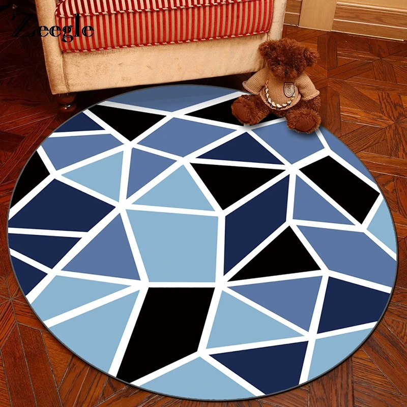 Zeegle, круглый ковер в скандинавском стиле, журнальный столик для гостиной, коврик для детской спальни, Нескользящая подушка для компьютерного стула