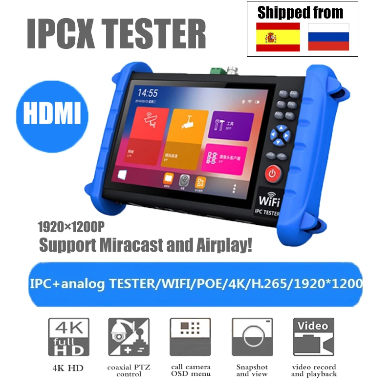 Камера Miracast и airplay 1920 * 1200HD H.265 4K 8MP IPC/CVBS ONVIF WIFI POE 12В 24В 48В OUT IPC/AHD/TVI/CVI инструмент для