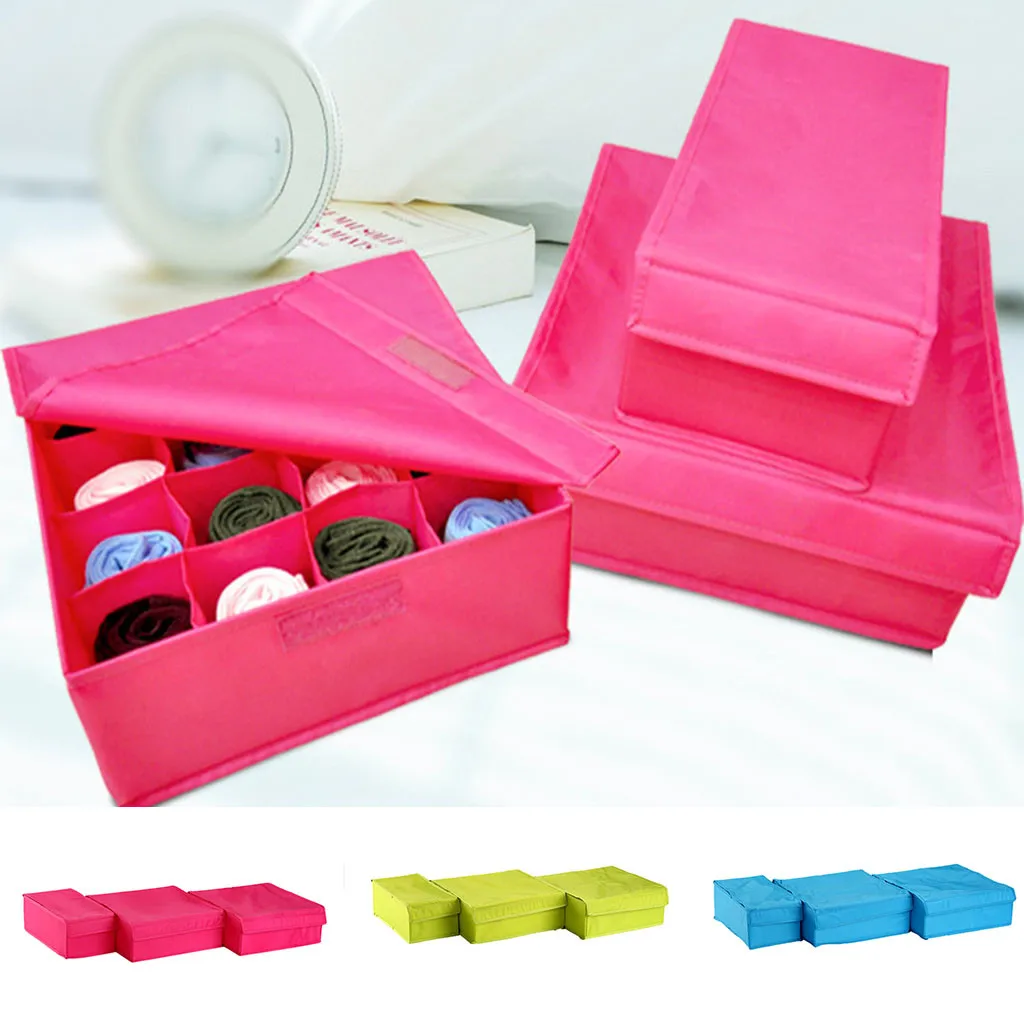 

3pcs/set Underwear Closet Container Divider Bra Socks Ties Scarf Storage Foldable Drawer Organizers Storage Box