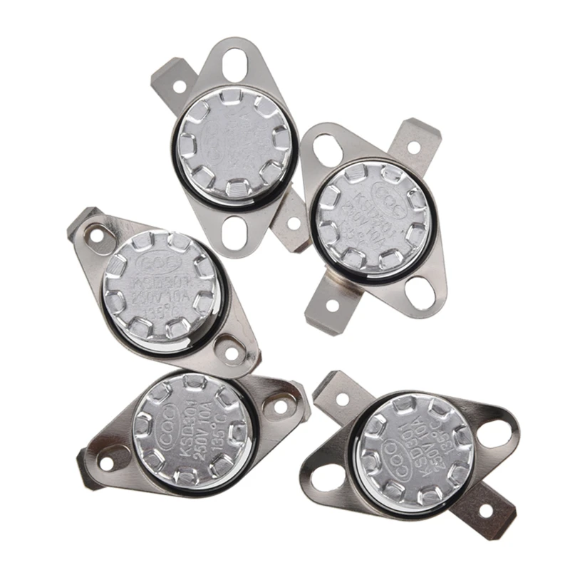 

KSD301 250V 10A Thermostat Temperature Control Switch 135 Celsius N.C 5 Pcs