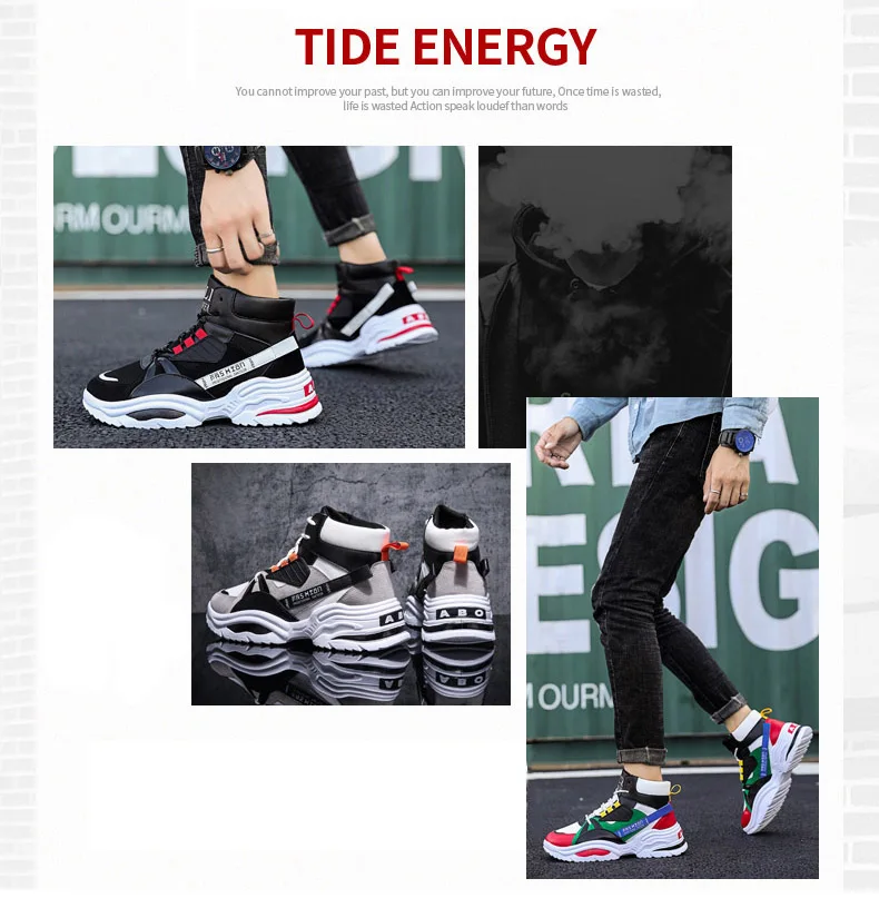 BomKinta High Top Colorful Breathable Trainers Mixed Colors Vulcanized Sneakers Men Letter Decoration Walking Mans Footwear