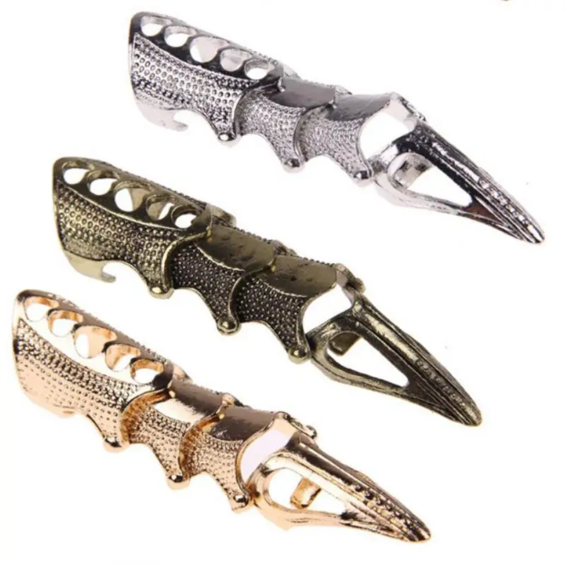 Men's Boys Punk Gothic Alloy Ring Claw Spike Armor Knuckle Joint Silver Bronze Gold Colors Full Finger Rings | Украшения и