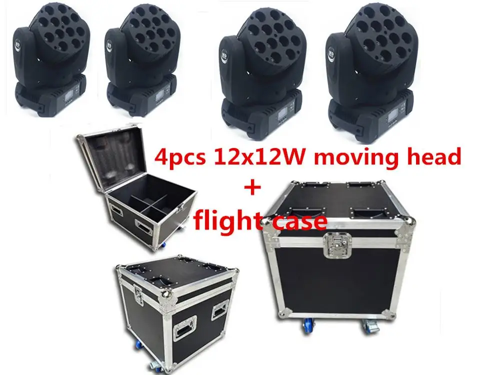 4 pz/lotto Con светильник чехол 150 W LED Fascio движусветильник свет dj attrezzature 12x12 RGBW (CMY) Quad|flight case|moving head lightlight |