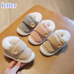 Bebê meninas meninos botas de neve inverno infantil da criança sapatos de pelúcia quente à prova de vento fundo macio crianças botas de algodão acolchoado sapatos
