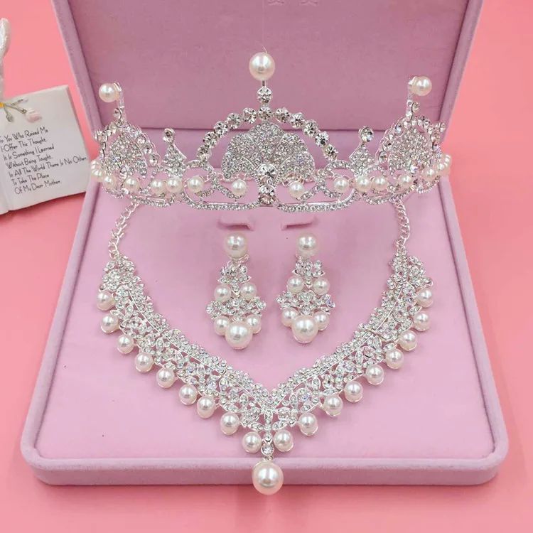 

Korean-style Bride Pearl Man-made Diamond Set Studio Makeup Bride Marriage Accessories Headband Crown