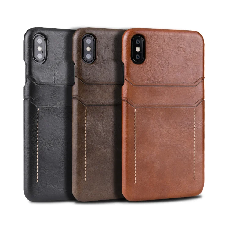 

Retro genuine leather back cover case for iPhone XR XS 11Pro Max 7 8 Plus dual card slot case for galaxy S8 S9 Note 9 10,MYL-1V3