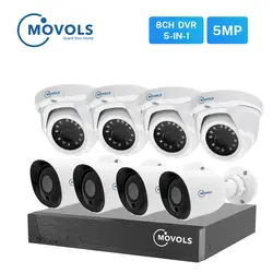 Movols комплект видеонаблюдения 5MP CCTV AHD 4 шт. пуля 4 шт. купольная камера наружная Водонепроницаемая 8CH H.265 камера видеонаблюдения система