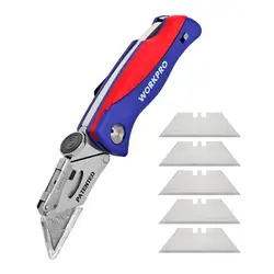 WORKPRO – couteau pliant pour électricien, ustensile utilitaire pour coupe câble de tuyau avec 5 lames dans le manche 