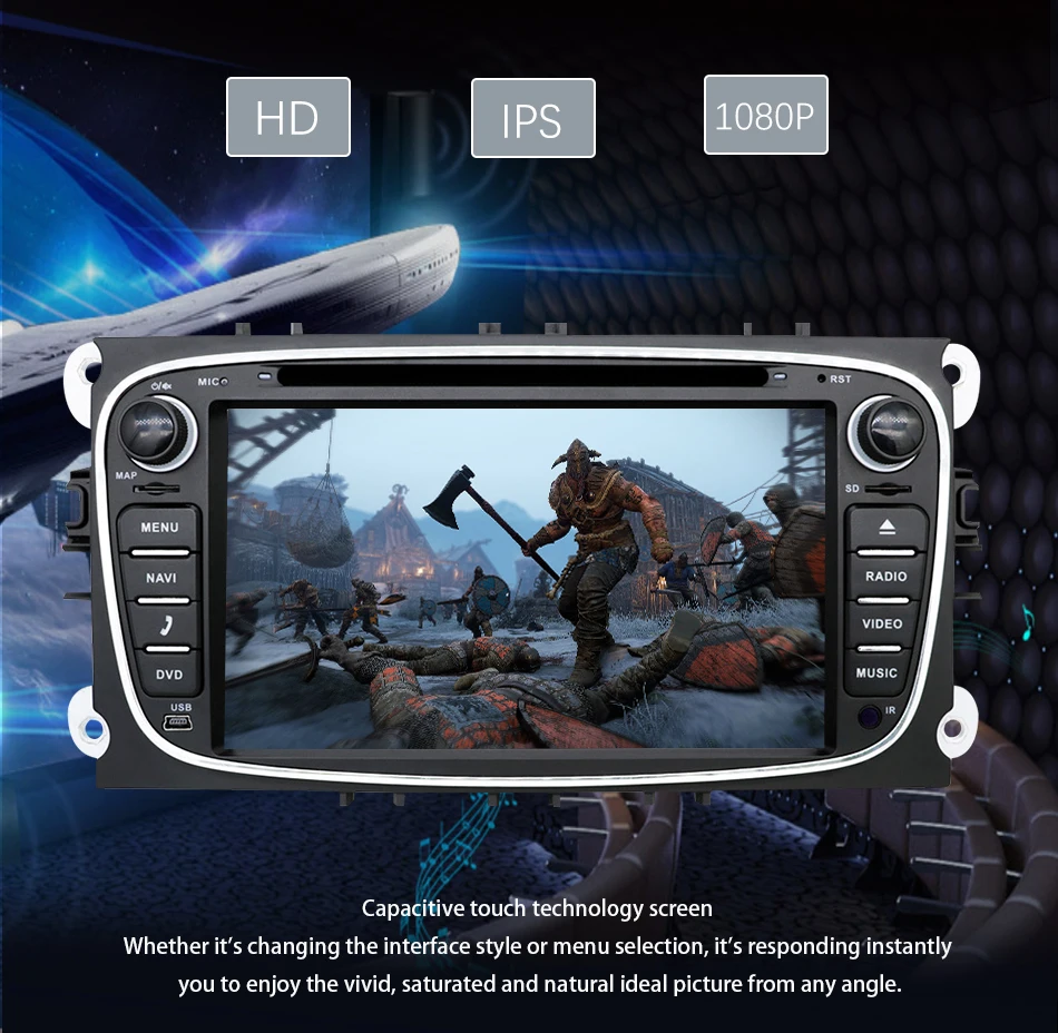 Excellent Eunavi 2 din Android 9 Car DVD Multimedia Player GPS for FORD Focus Mondeo S-MAX C-MAX Galaxy 4G 64G TDA7851 IPS auto radio fm 8