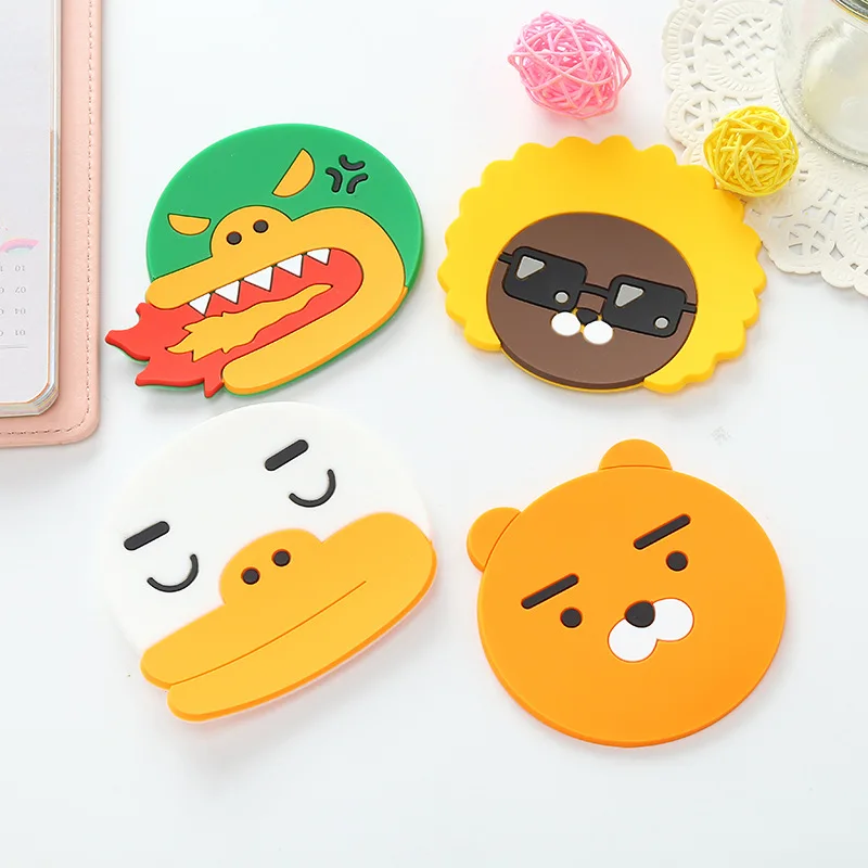 New Coaster Decorative Silicone patch Cartoon Cocoa Friends Cup Mat Party Favors Kawaii Kids Girl Student Tools Party Gifts