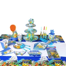 Принадлежности для детского дня рождения эльфа, вечерние украшения на тему Пикачу, одноразовая посуда, вечерние наряды на заказ