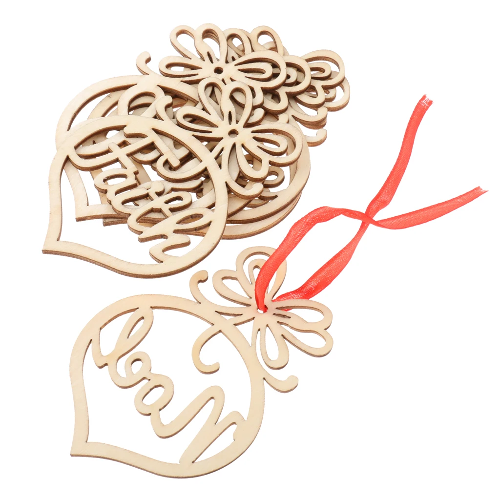 Set of 6Pcs Wooden MDF Faith Noel Hope Love Joy Tags Christmas Decoration