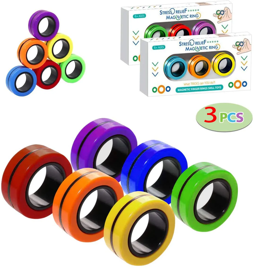 Spinner divertido para niños, pulsera magnética, anillo de utilería mágico, antiestrés, juguetes para aliviar el estrés