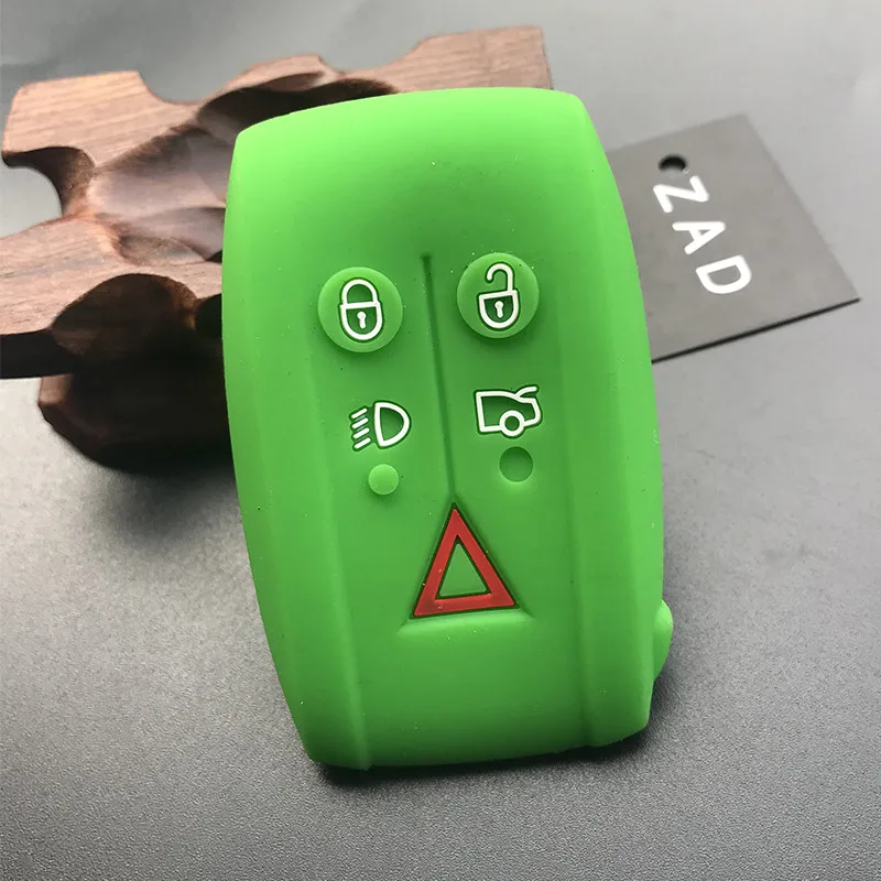 ZAD силиконовый чехол ruber для ключа автомобиля для jaguar XF XK XKR X-type S-type 5 кнопок Smart Remote key shell - Название цвета: Зеленый