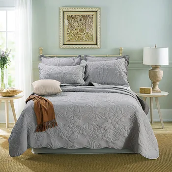 

Embossed Printed Bed Cover Bedding Set Blanket on The Bed Quilted Bedspread Coverlet 220x240cm 3PCS Pillowcase Washable Quilt