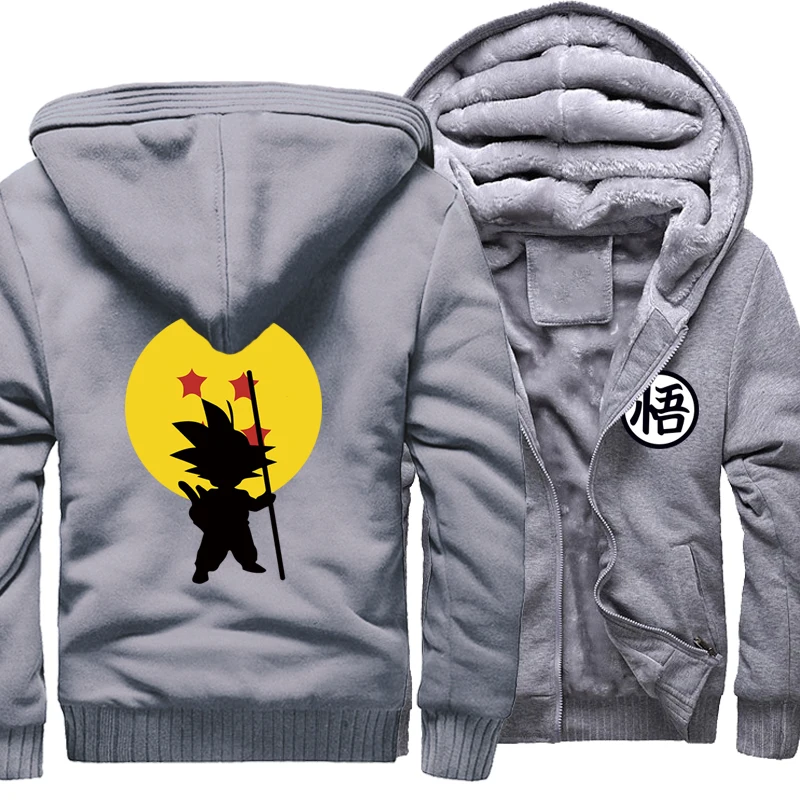 Hot Sale Men Clothing Fashion Winter Thick Men's Hoodies Hip Hop Anime Dragon Ball Z Jacket Harajuku Zipper Hipter Coat Top