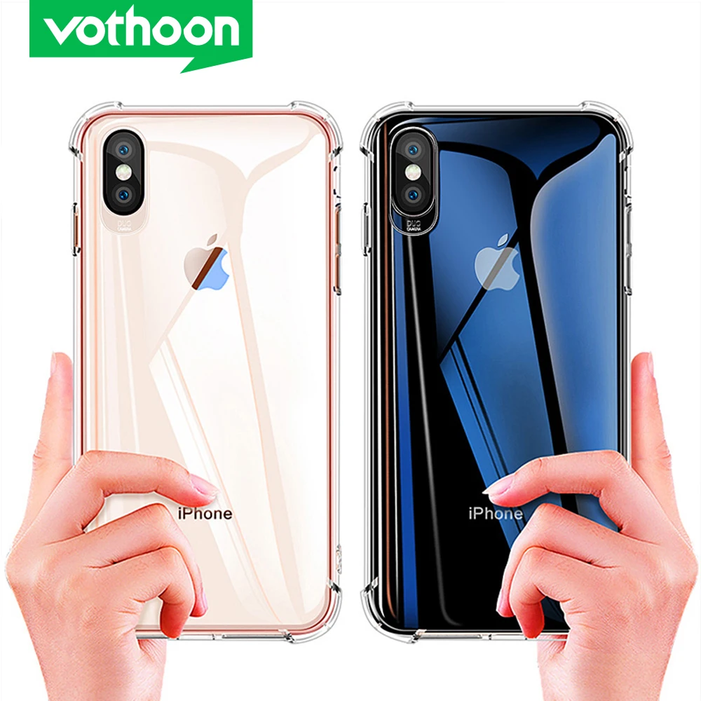 Противоударный прозрачный чехол Vothoon для iphone 12 Pro Max 11 Xs Xr 6s 7 8 Plus мягкий